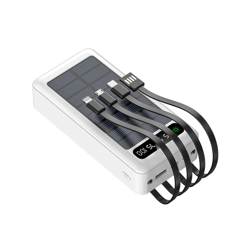 10000mAh Solar Powerbank with 4 built in Cables