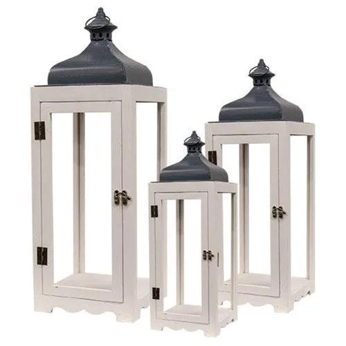 3/Set, Metal & Wood Lanterns
