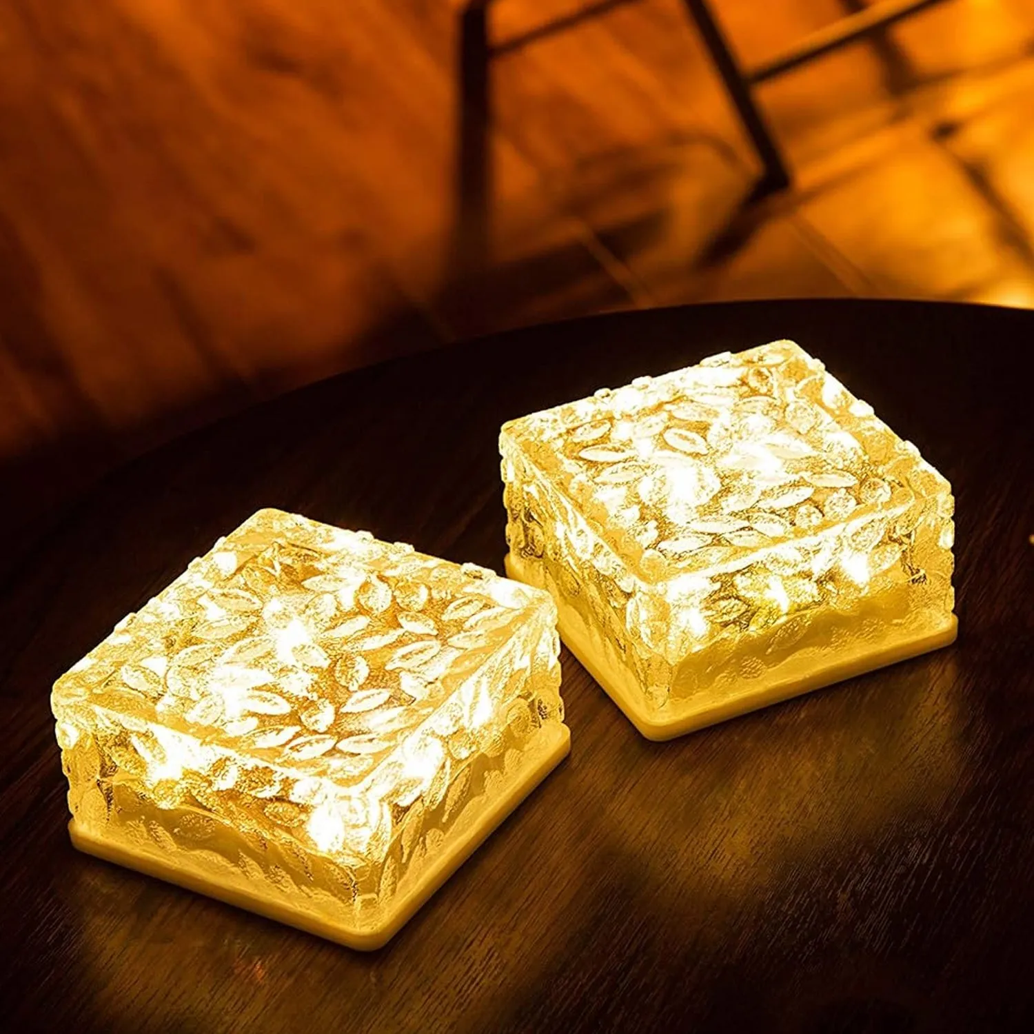 8557Solar Ice Cube Shaped Garden Light, Ice Cube Shaped Garden Warm Light Outdoor Solar Garden Decorative Lights for Walkway Pathway Backyard Christmas Decoration Parties