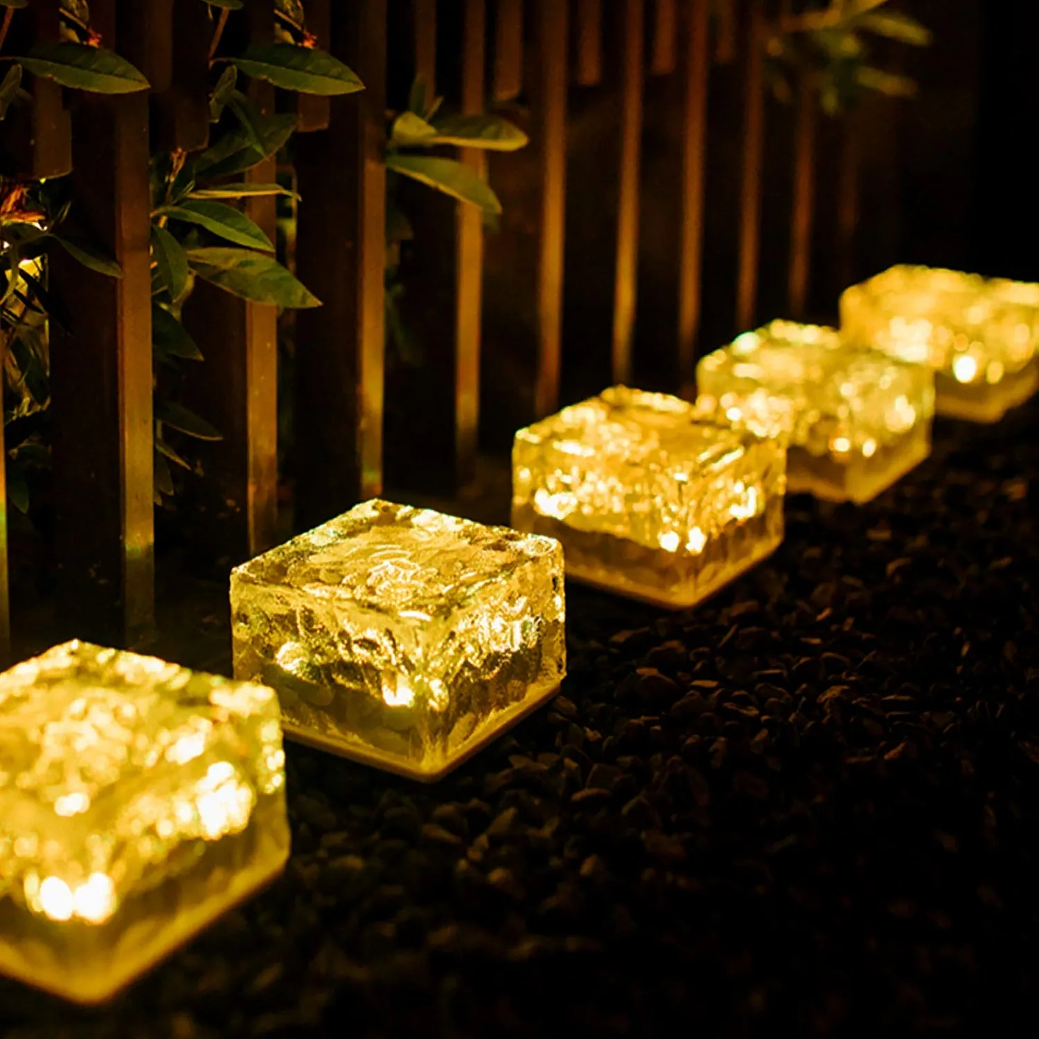 8557Solar Ice Cube Shaped Garden Light, Ice Cube Shaped Garden Warm Light Outdoor Solar Garden Decorative Lights for Walkway Pathway Backyard Christmas Decoration Parties
