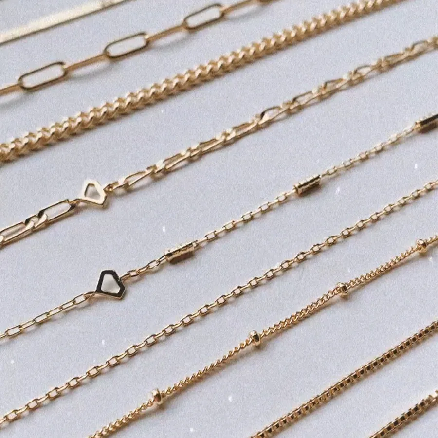 Beaded Chain Gold Necklace