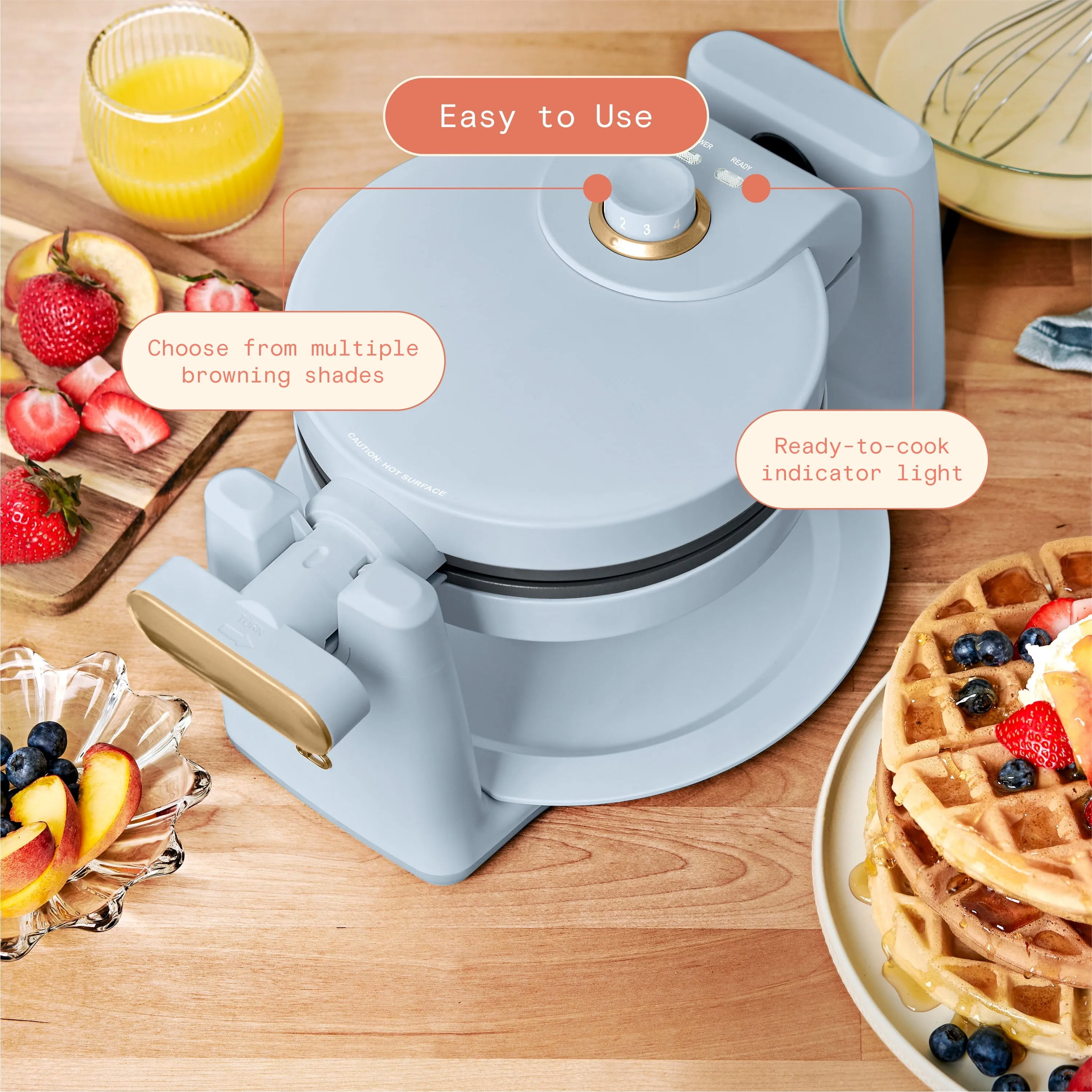 Beautiful Rotating Belgian Waffle Maker, Cornflower Blue by Drew Barrymore