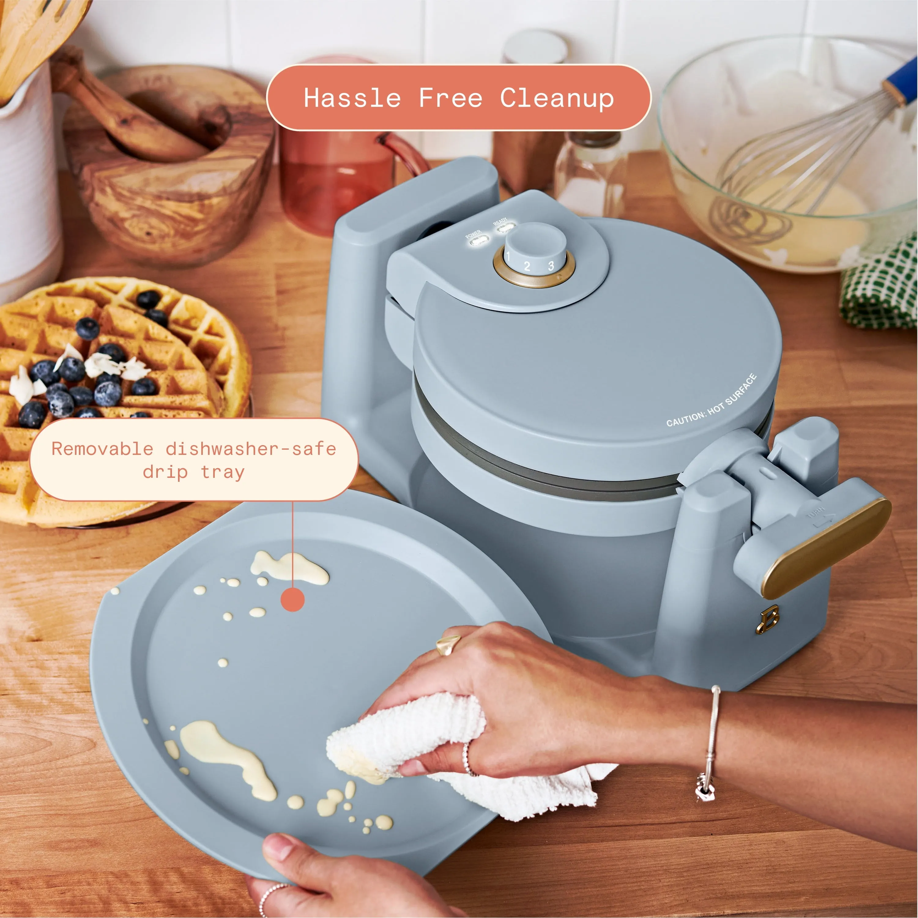 Beautiful Rotating Belgian Waffle Maker, Cornflower Blue by Drew Barrymore