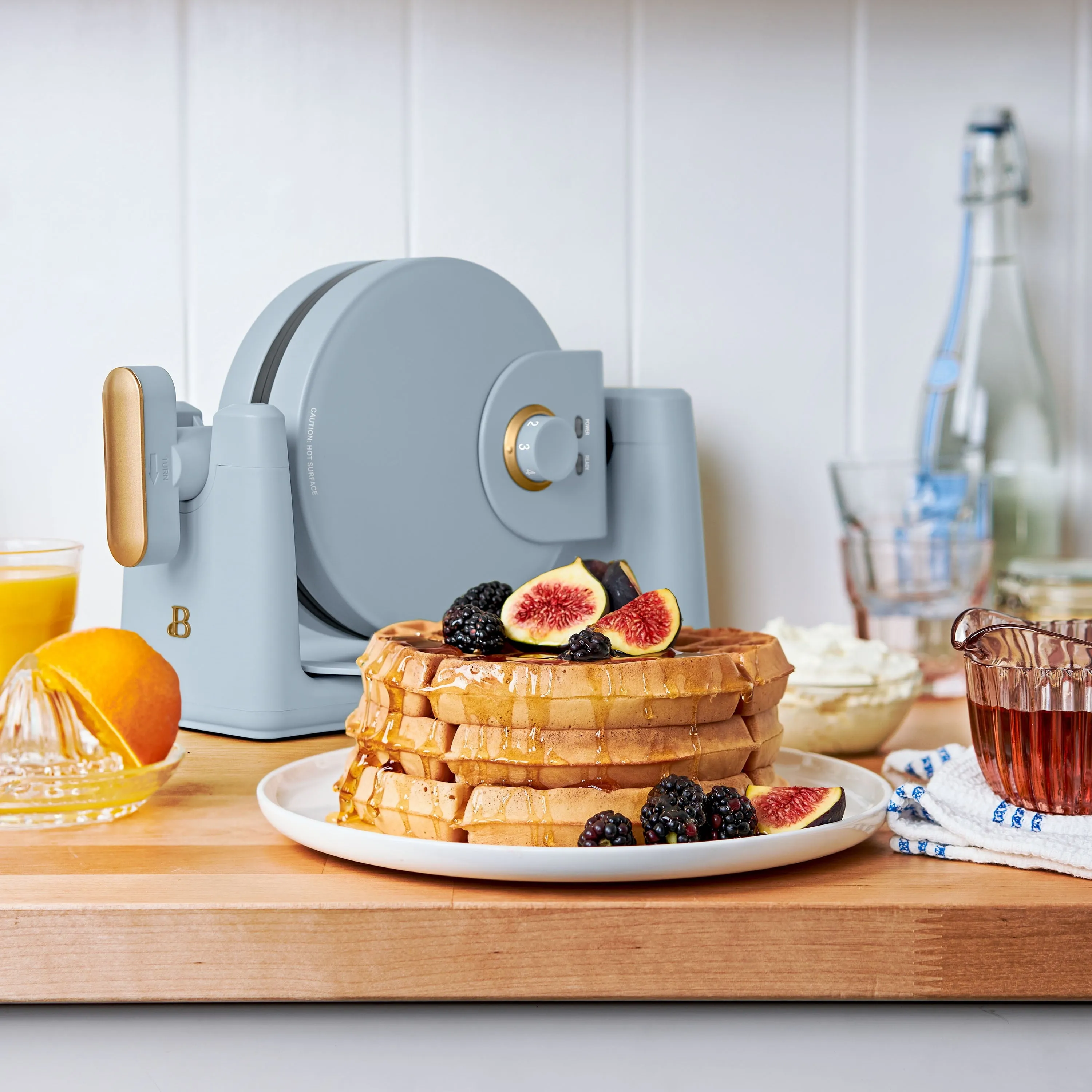 Beautiful Rotating Belgian Waffle Maker, Cornflower Blue by Drew Barrymore