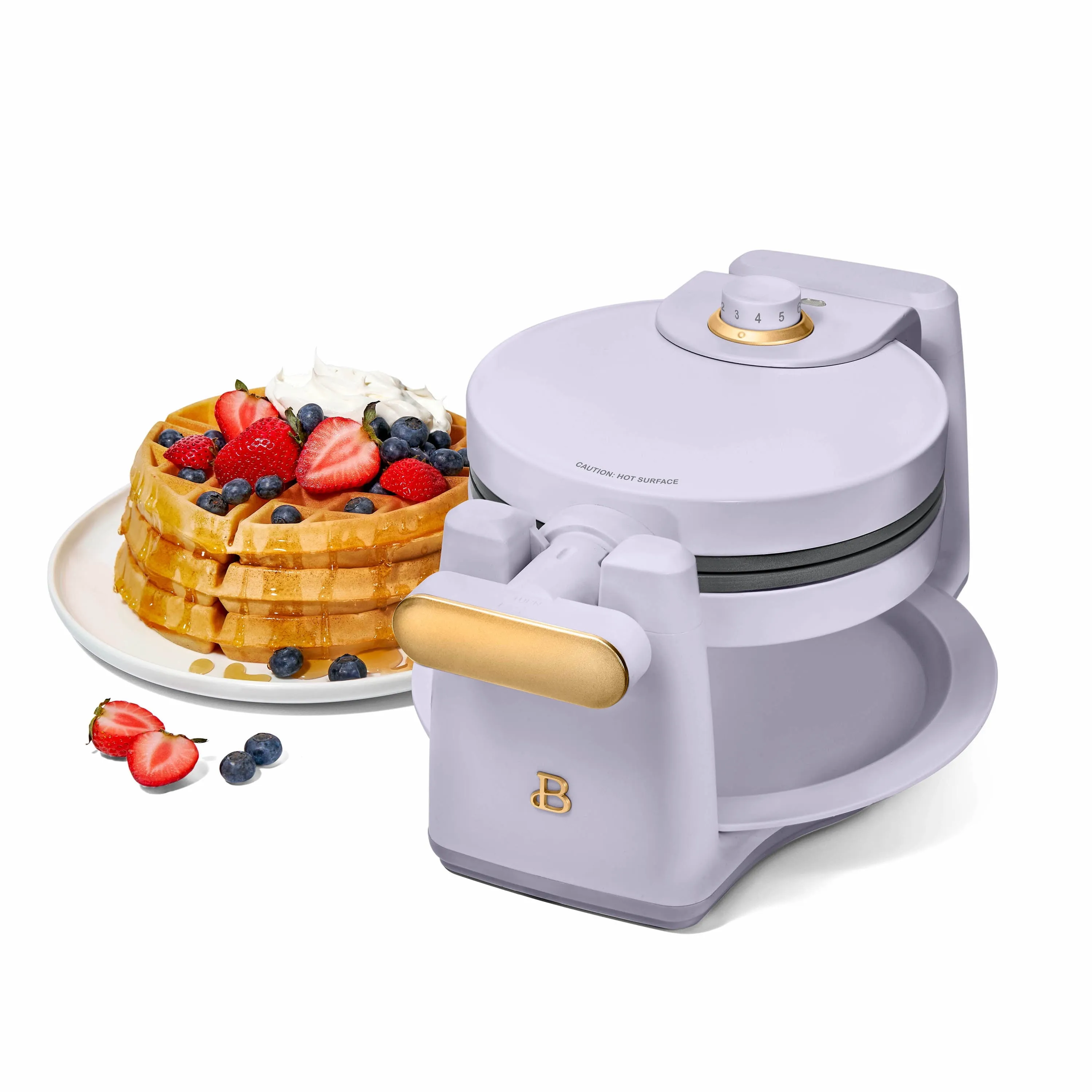 Beautiful Rotating Belgian Waffle Maker, Lavender by Drew Barrymore