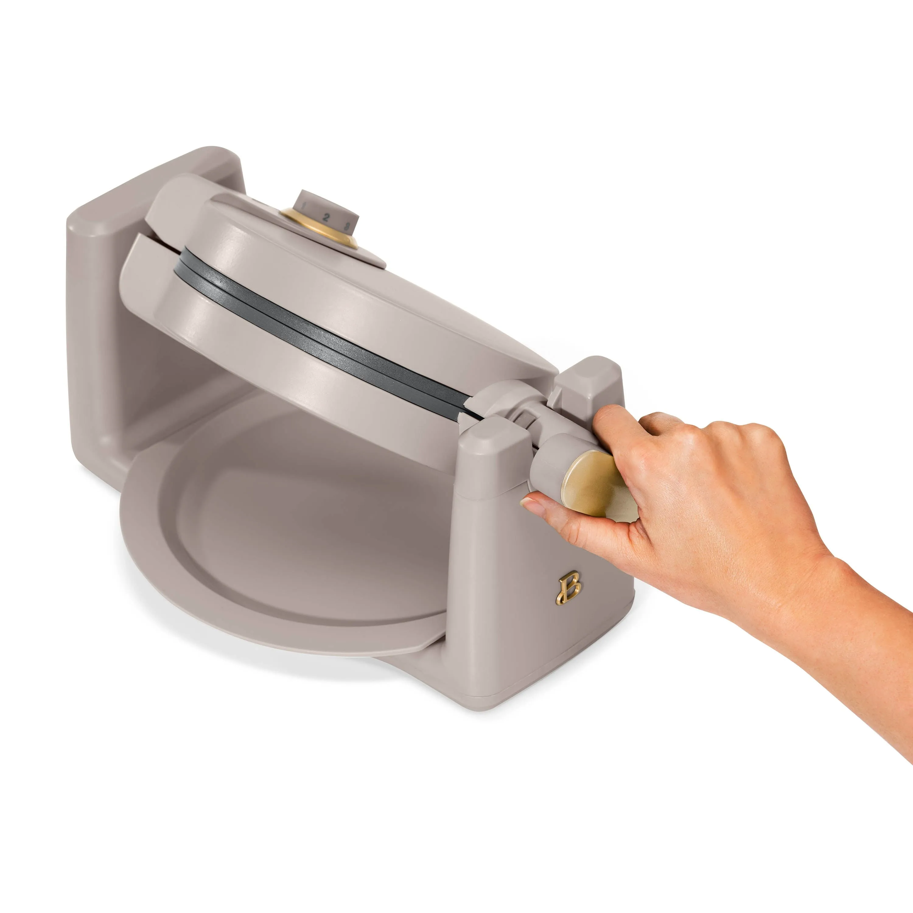 Beautiful Rotating Belgian Waffle Maker, Porcini Taupe by Drew Barrymore