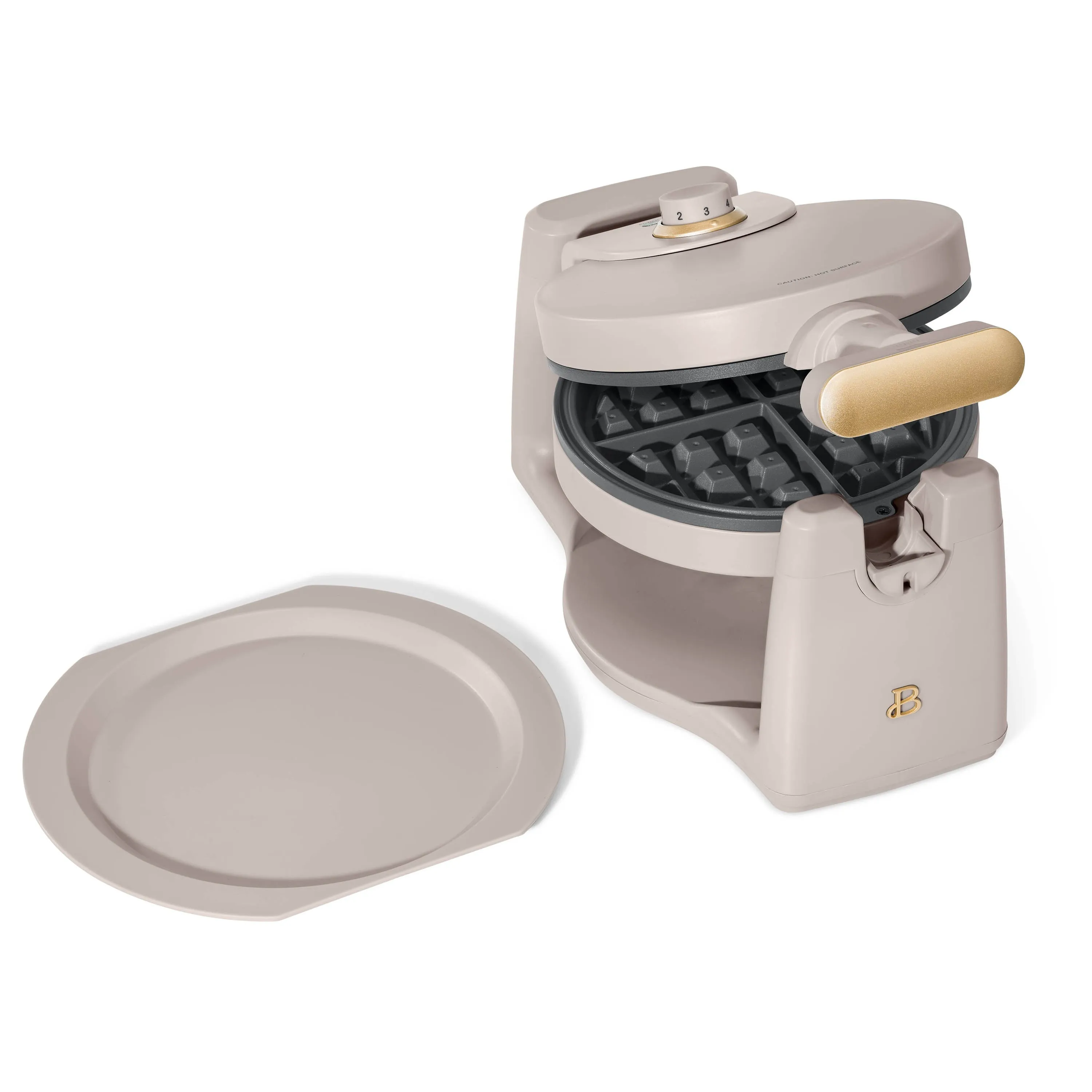 Beautiful Rotating Belgian Waffle Maker, Porcini Taupe by Drew Barrymore