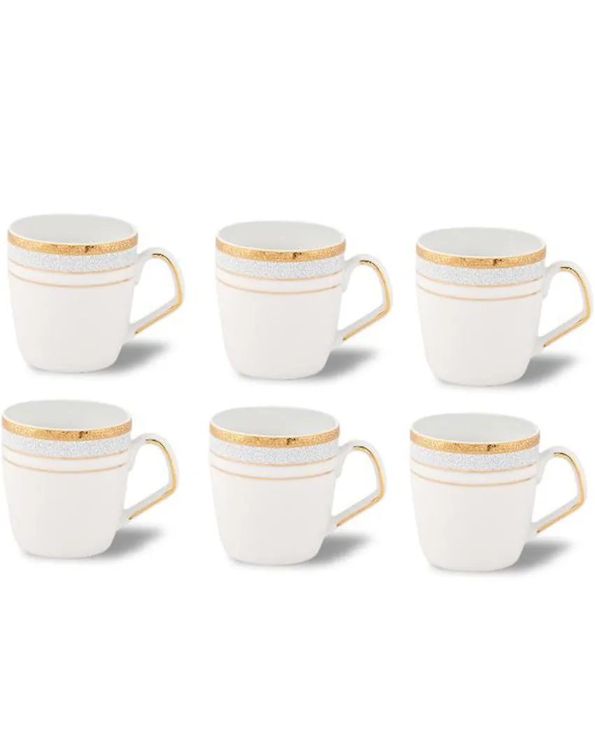 Blue Elegance Porcelain Coffee Mugs | Set of 6