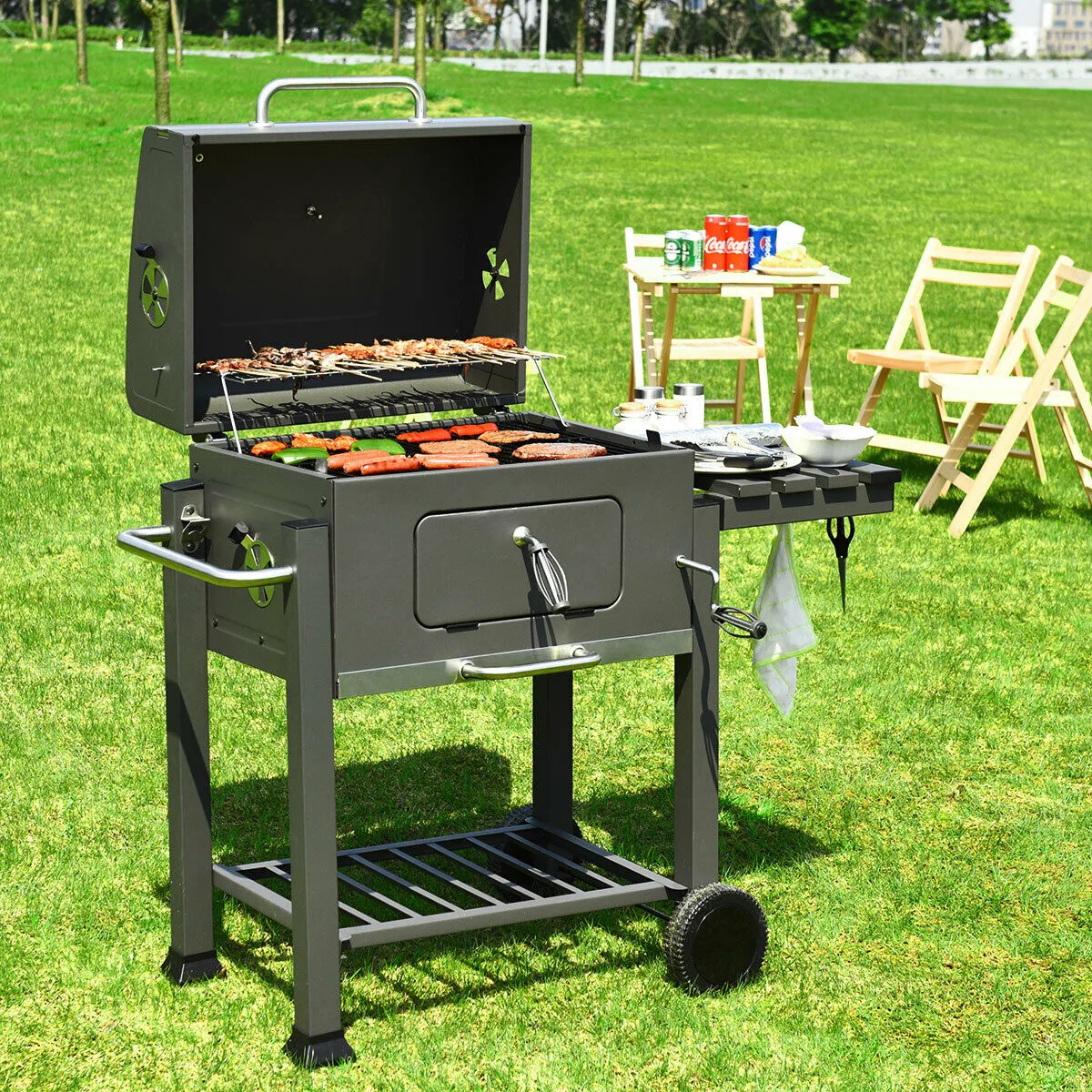 Charcoal Barbecue  Grill Outdoor W/Wheels Portable