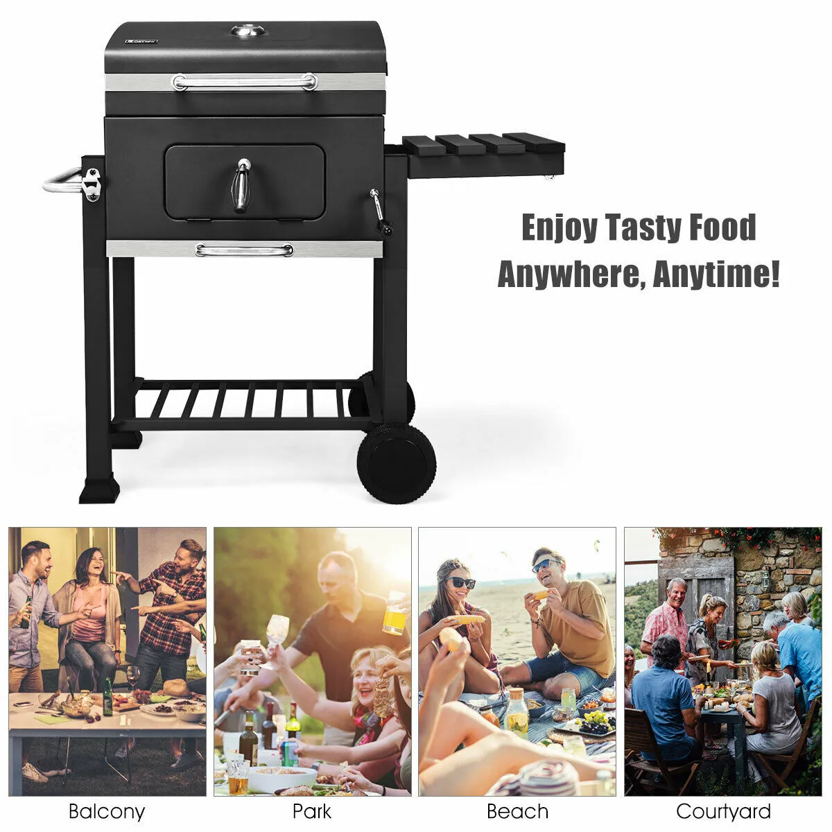 Charcoal Barbecue  Grill Outdoor W/Wheels Portable