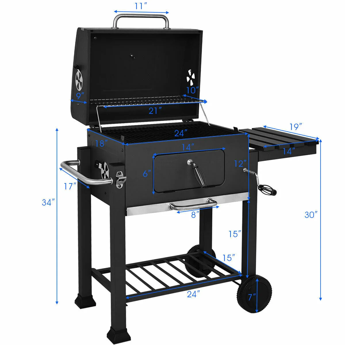Charcoal Barbecue  Grill Outdoor W/Wheels Portable