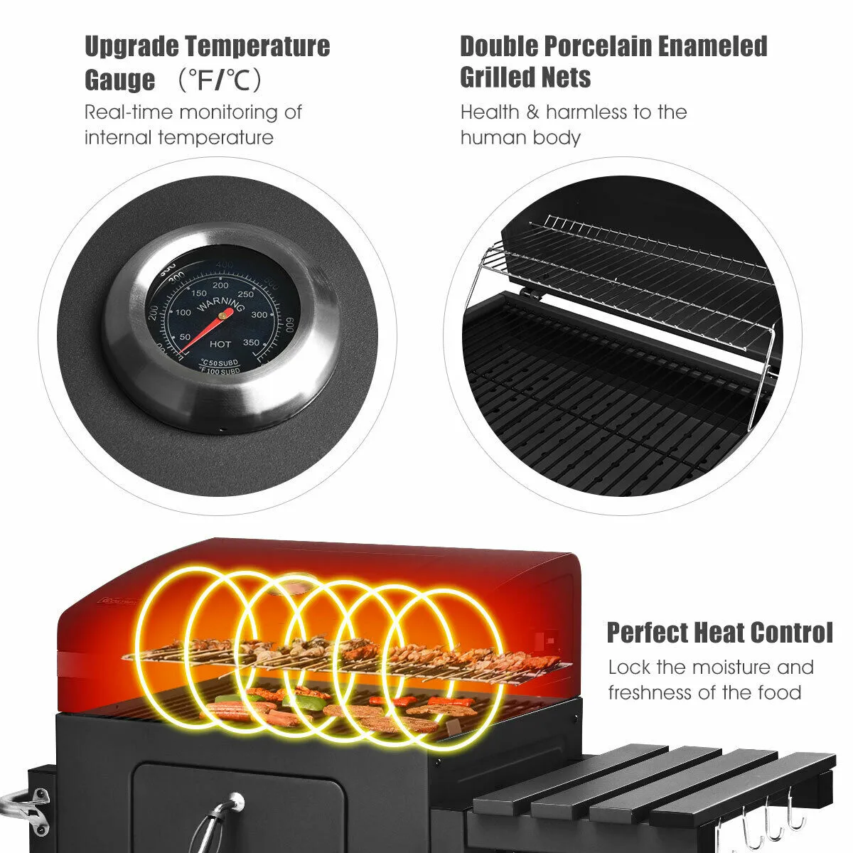 Charcoal Barbecue  Grill Outdoor W/Wheels Portable