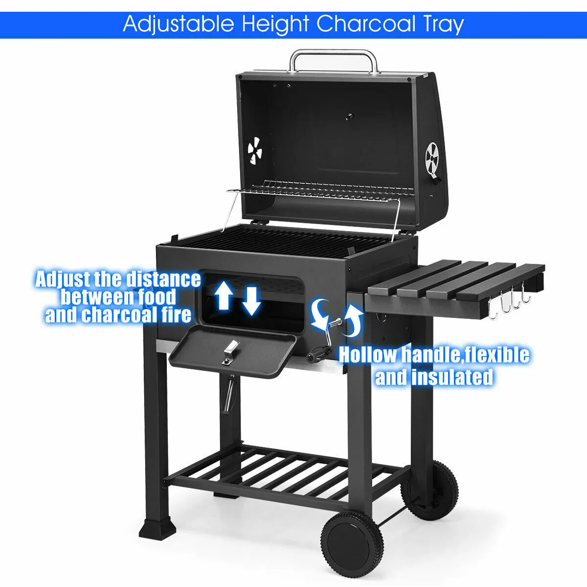 Charcoal Barbecue  Grill Outdoor W/Wheels Portable