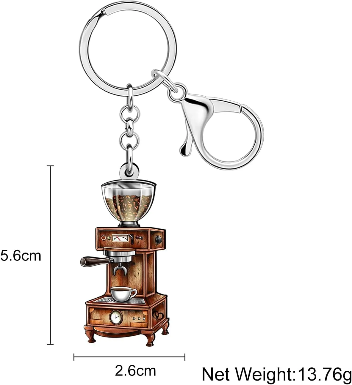 DUOWEI Funny Vintage Coffee Machine Keychain Key Ring for Women Girls Barista Car Keys Wallet Coffee Lovers Gifts Accessories