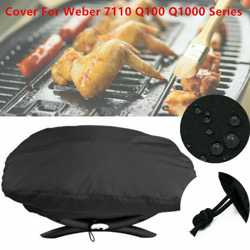 Dustproof Bbq Grill Protector 210d Coating Rainproof Sun Protection for Weber 7110 Q100 1000 Series Bbq Grill Cover
