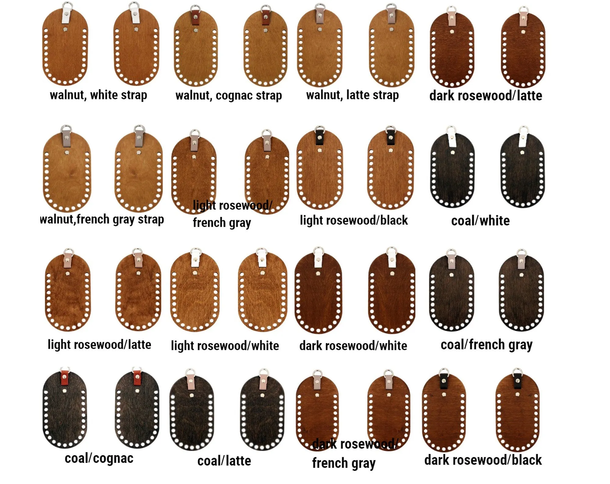Handmade Wooden Sides for Bag, 16 colors, 18x10 cm
