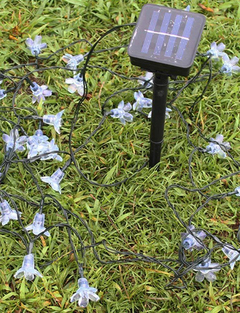 LED Peach Flower String Lamp Solar Luz Outdoor Lighting