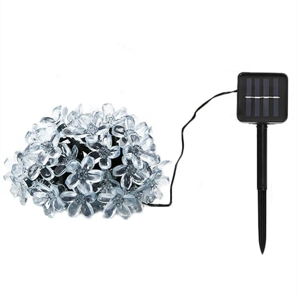 LED Peach Flower String Lamp Solar Luz Outdoor Lighting