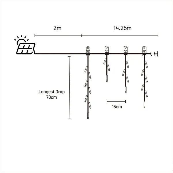 Light Icicle Solar White 14m