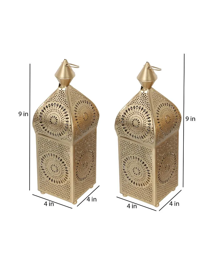 Modern Hanging Square Iron Lanterns | Set of 2