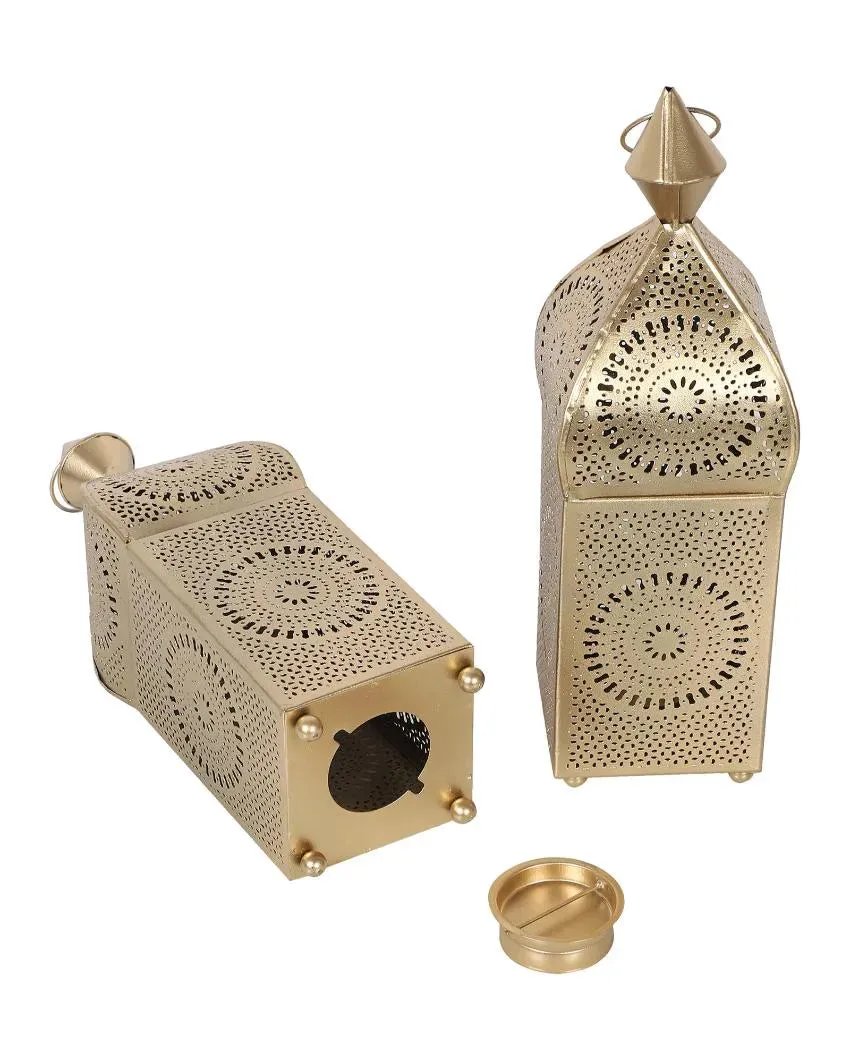 Modern Hanging Square Iron Lanterns | Set of 2