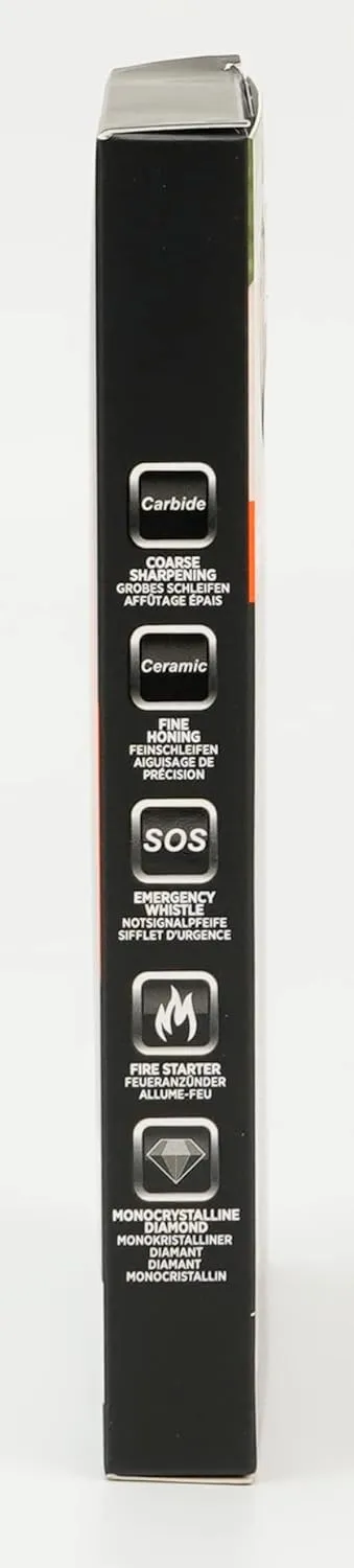 Outil de survie 6 en 1 avec allume-feu Affteur pour couteaux de poche Tige dafftage diamante Aiguise et Polit tous les couteaux d'extrieur et cuisine Sifflet inclus | Fitnessterapy