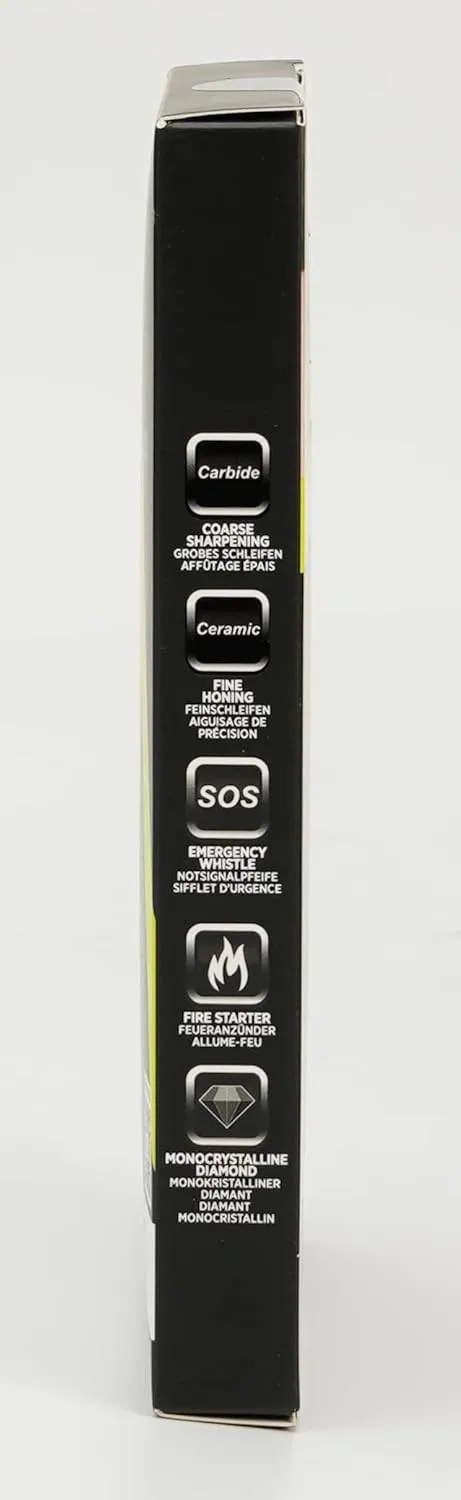 Outil de survie 6 en 1 avec allume-feu Affteur pour couteaux de poche Tige dafftage diamante Aiguise et Polit tous les couteaux d'extrieur et cuisine Sifflet inclus | Fitnessterapy