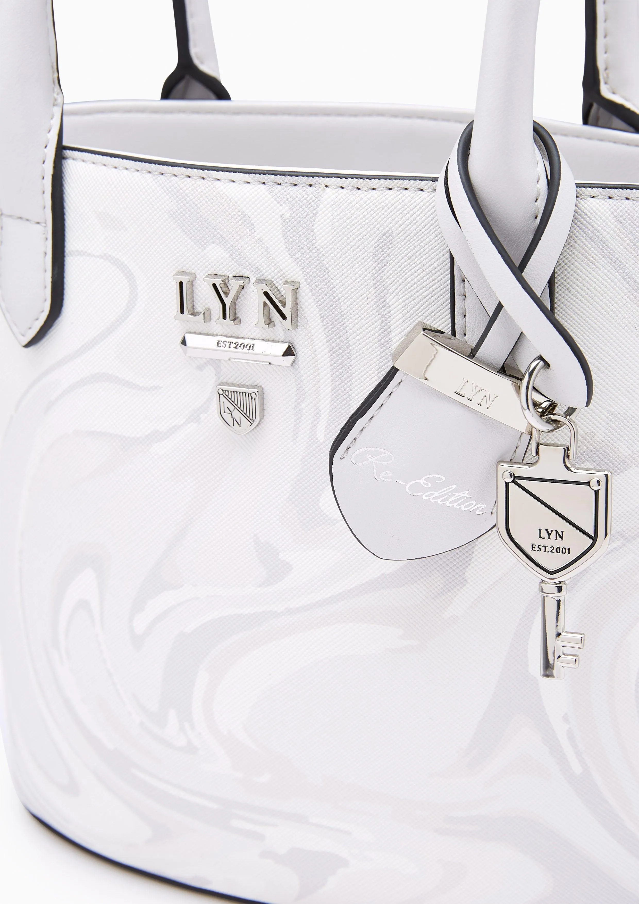 Re-Edit Marble Mini Tote Bag Light Grey