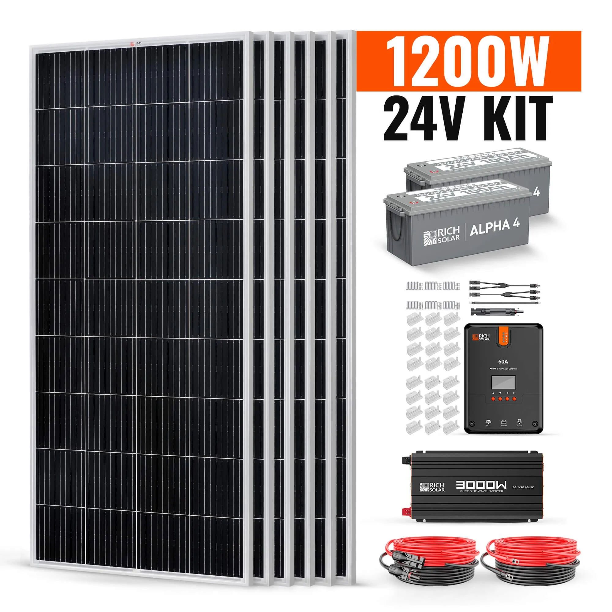 Rich Solar 6 Panel Complete Solar Kit - 1200 Watt 24V