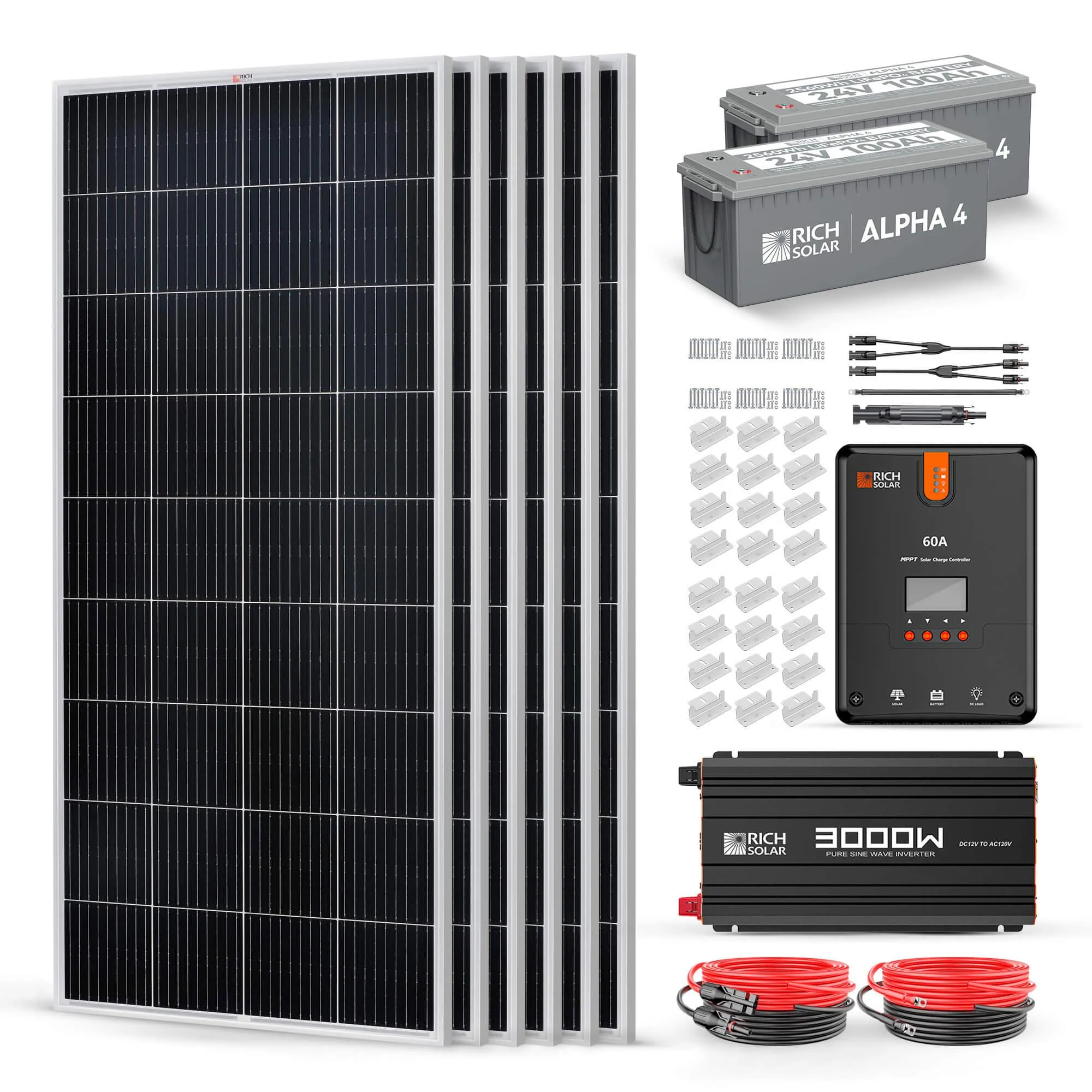 Rich Solar 6 Panel Complete Solar Kit - 1200 Watt 24V