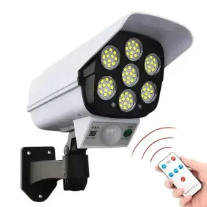 Solar Dummy Camera Shaped Outdoor Wall Lights With Motion Sensor & Remote Control For Home, Garden (Waterproof, Cool White)