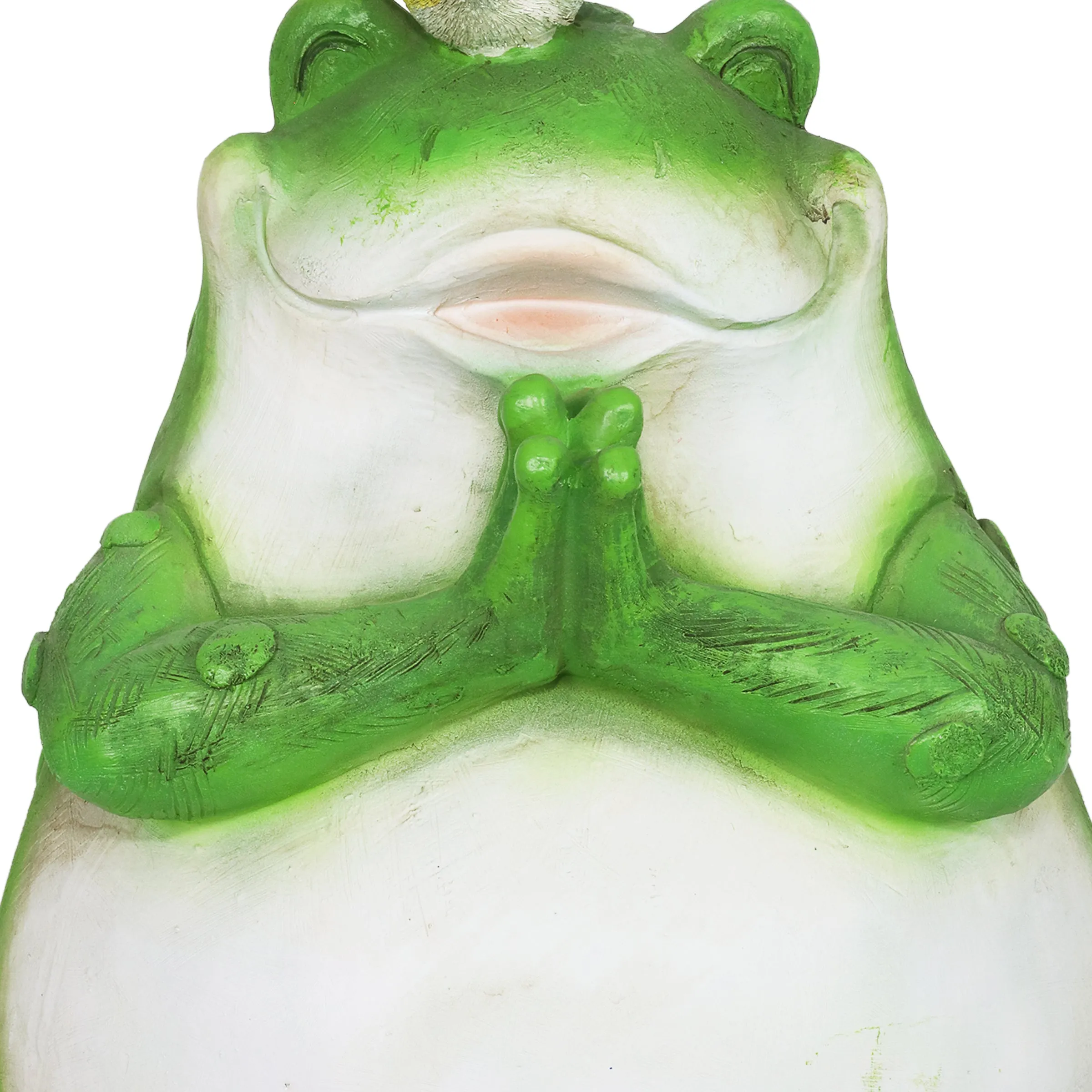 Solar Meditating Frog in Lotus Position Garden Statue, 10 Inch