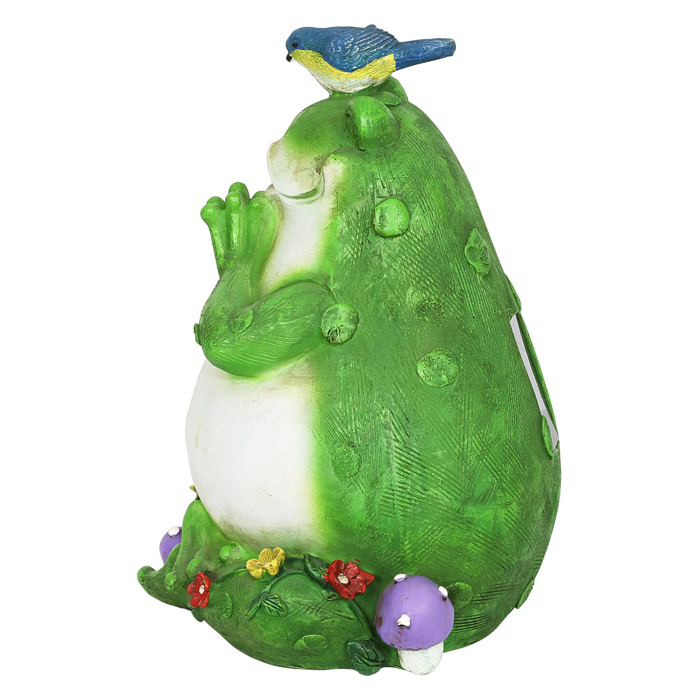 Solar Meditating Frog in Lotus Position Garden Statue, 10 Inch