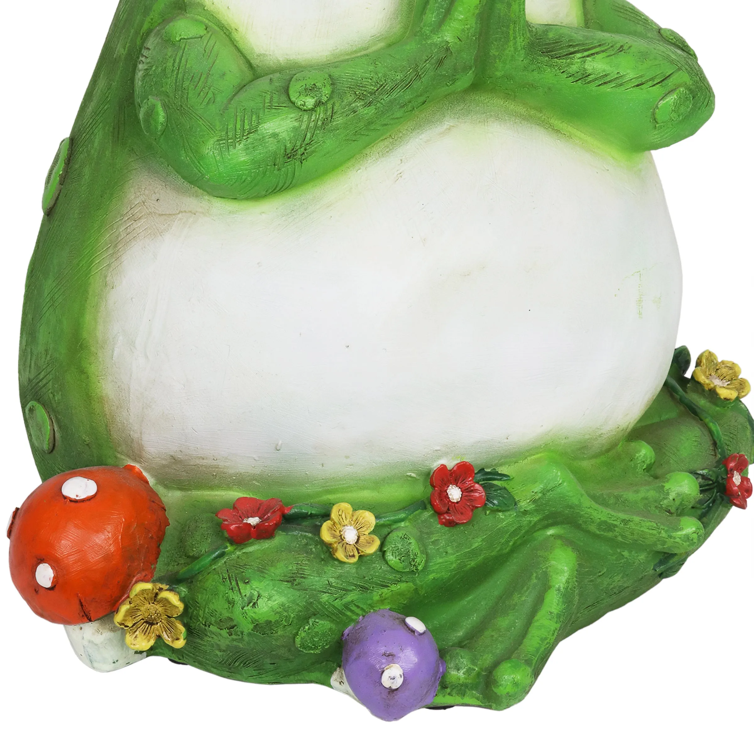 Solar Meditating Frog in Lotus Position Garden Statue, 10 Inch