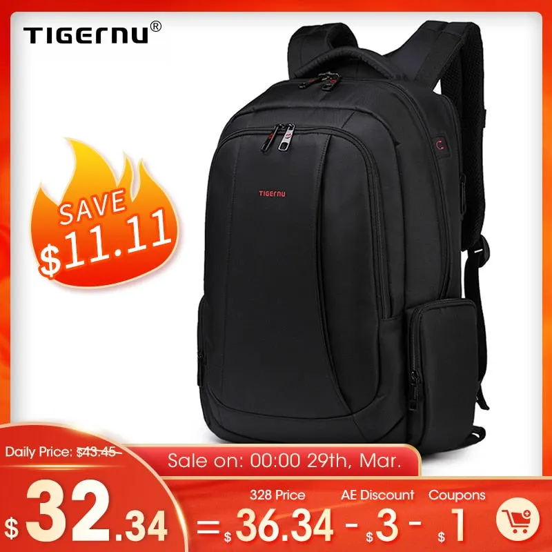 Tigernu Anti Theft Nylon 27L Men 15.6 inch Laptop Backpacks School Fashion Travel Backpacking Backpack Male Backpack For Laptop