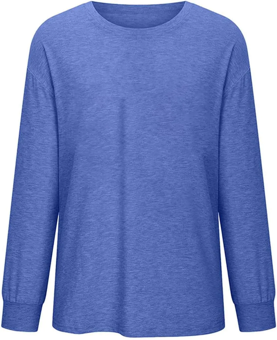 Womens Fashion Blouse Fitted Long Sleeves Crewneck Sweatshirt Solid Color Tops Pullover Casual Loose Hoodies